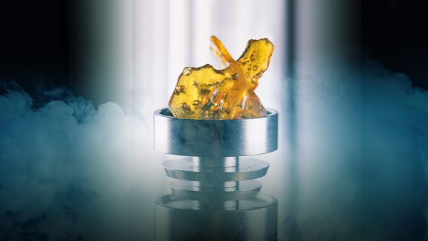 A dab of cannabis extract on a titanium nail.